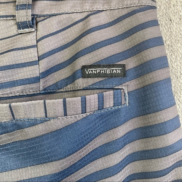 VANS Vanphibian Series Board Shorts Blue & Gray Striped Trunks Men’s Size 28 - Picture 3 of 9